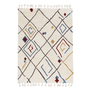 Linon Ibiza Zap Hand Tufted Microfiber Polyester 8'x10' Rug in Ivory