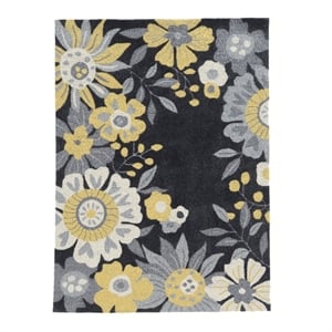 Linon Tripoli Wildflower Hand Tufted Polyester 5'x7' Rug in Gray
