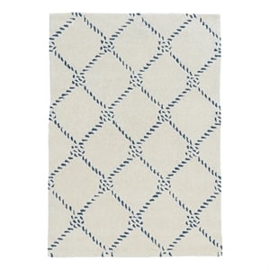 Linon Tripoli Rope Hand Tufted Polyester 5'x7' Rug in Ivory