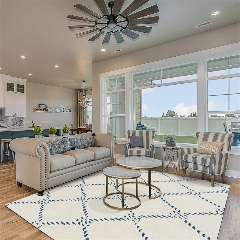 Linon Tripoli Rope Hand Tufted Polyester 8'x10' Rug in Ivory
