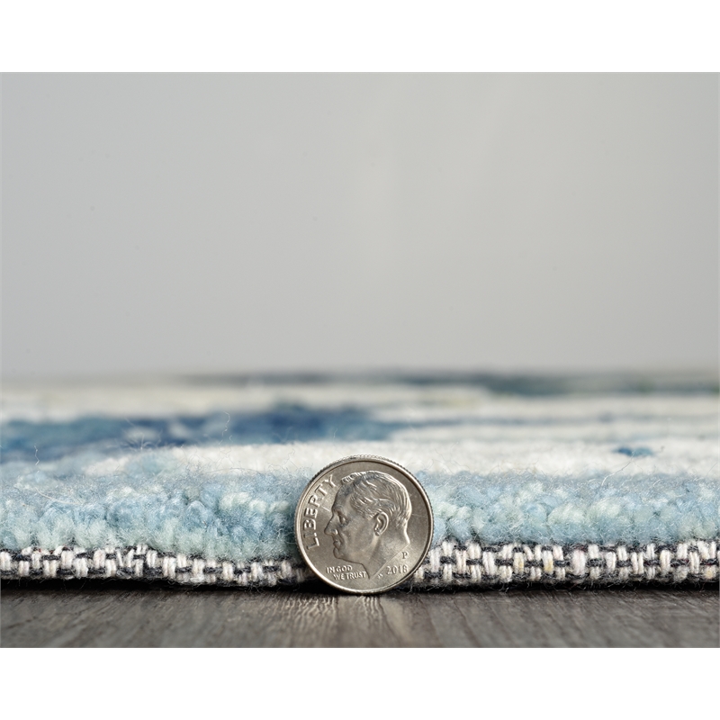 Linon Tripoli Cactus Hand Tufted Polyester 8'x10' Rug in Navy