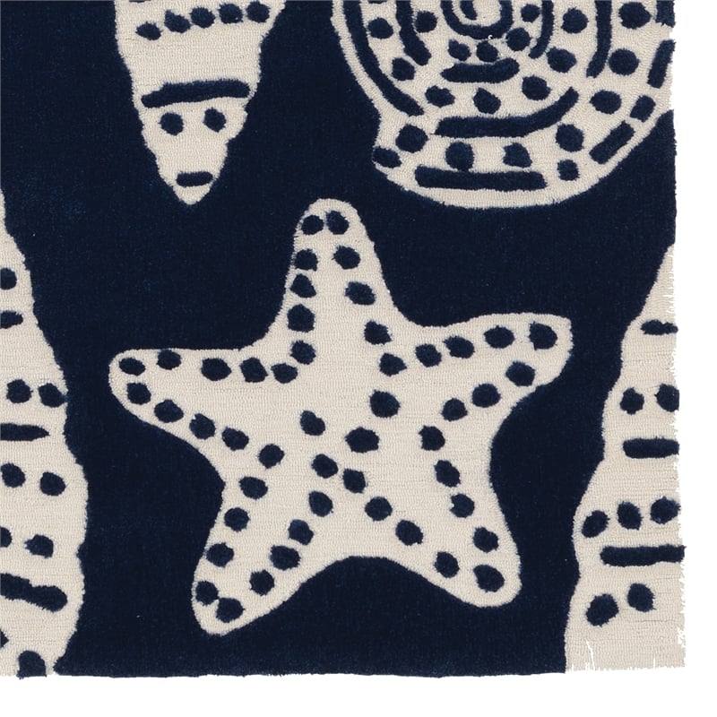 Linon Tripoli Flotsom Hand Tufted Polyester 8'x10' Rug in Navy