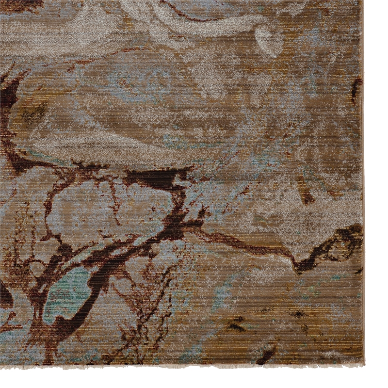Linon Emporium Cavern Power Loomed Polypropylene 3'x5' Rug in Gold