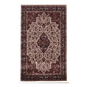 Linon Emerald Barton Woven Microfiber Polyester 2'2&quotx3'2&quot Rug in Cream