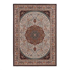 Linon Emerald Harris Woven Microfiber Polyester 5'x7' Rug in Cream