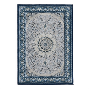 Linon Emerald Paulson Woven Microfiber Polyester 6'7&quotx 9'7&quot Rug in Cream