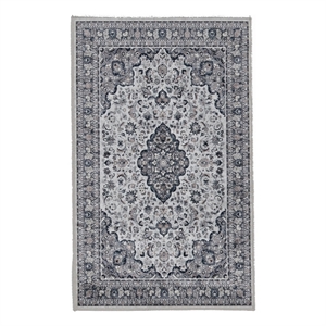 Linon Emerald Barton Woven Microfiber Polyester 2'2&quotx3'2&quot Rug in Cream
