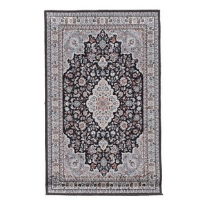 Linon Emerald Barton Woven Microfiber Polyester 2'2&quotx3'2&quot Rug in Black