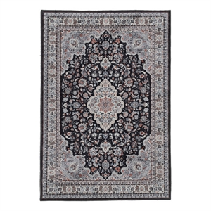 Linon Emerald Barton Woven Microfiber Polyester 3'3&quotx 5' Rug in Black