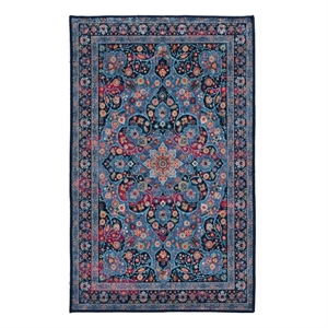 Linon Emerald Grenier Woven Microfiber Polyester 2'2&quotx3'2&quot Rug in Navy