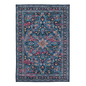 Linon Emerald Grenier Woven Microfiber Polyester 3'3&quot x 5' Rug in Navy