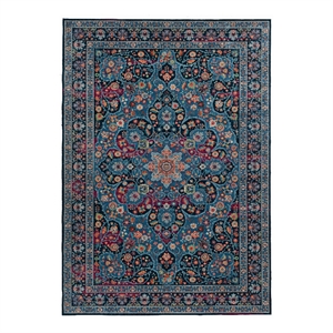 Linon Emerald Grenier Woven Microfiber Polyester 6'7&quotx9'7&quot Rug in Navy