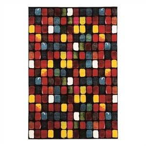 Linon Marisol Paint Box Power Loomed Polypropylene 8'x10'3&quot Rug in Black