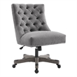 Linon Dixie Graywash Wood Base Upholstered Tufted Swivel Office Chair in Gray