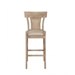 Linon Pacey Solid Wood Upholstered Bar Stool Woven Rattan Seat Back in Greywash