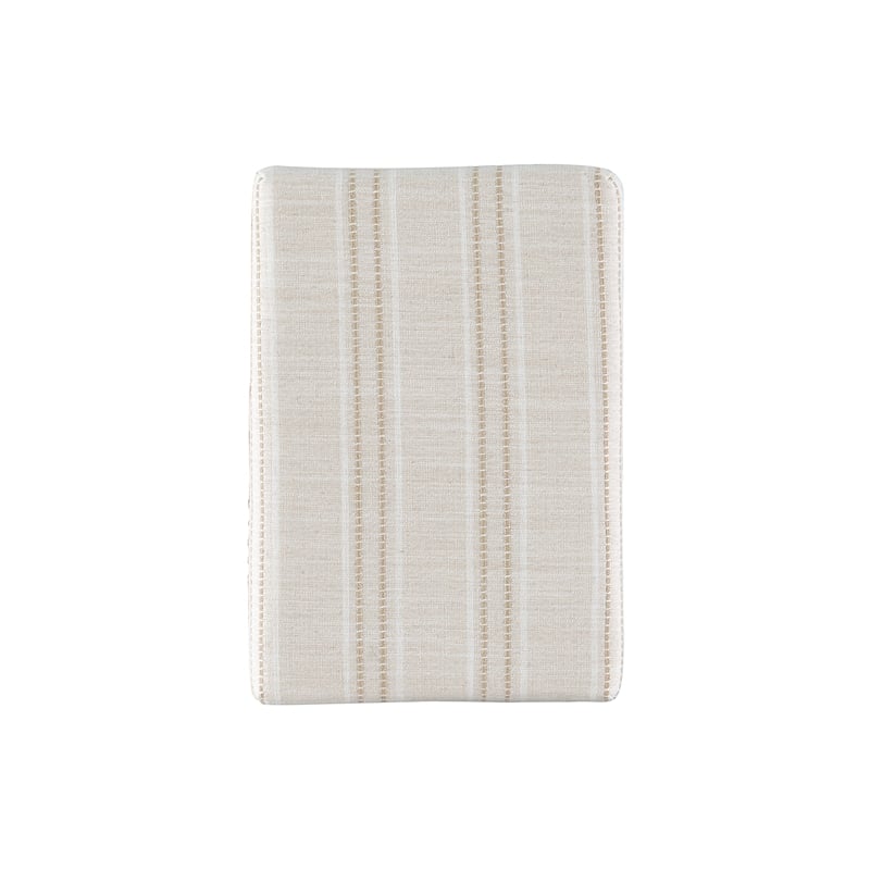 Linon Claridge Bar Stool Natural Stripe Padded Seat Wood Frame in Rustic Brown