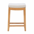 Linon Claridge Backless Counter Stool Striped Padded Seat Wood Frame in Brown