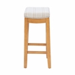 Linon Claridge Backless Counter Stool Striped Padded Seat Wood Frame in Brown