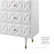 Linon Alick Wood Geo Texture 6 Drawer Dresser with Gold Hardware in Glossy White