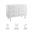 Linon Alick Wood Geo Texture 6 Drawer Dresser with Gold Hardware in Glossy White