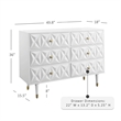 Linon Alick Wood Geo Texture 6 Drawer Dresser with Gold Hardware in Glossy White
