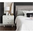 Linon Alick Wood Geo Texture 2 Drawer Nightstand Gold Hardware in Glossy White