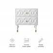 Linon Alick Wood Geo Texture 2 Drawer Nightstand Gold Hardware in Glossy White