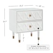 Linon Alick Wood Geo Texture 2 Drawer Nightstand Gold Hardware in Glossy White