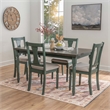 Linon Willow 2 Tone Five Piece Upholstered Dining Set in Teal Blue Wood