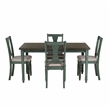 Linon Willow 2 Tone Five Piece Upholstered Dining Set in Teal Blue Wood