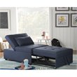 Linon Boone Upholstered Tufted Convertible Chair to Sofa Bed with Pillow in Blue