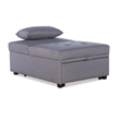 Linon Boone Upholstered Tufted Convertible Chair to Sofa Bed with Pillow in Gray