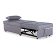 Linon Boone Upholstered Tufted Convertible Chair to Sofa Bed with Pillow in Gray