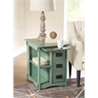 Linon Parnell Storage Side Table/Cabinet with Pull Out Shelf in Teal Wood