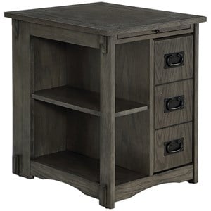 Linon Parnell Storage Side Table/Cabinet with Pull Out Shelf in Gray Wood
