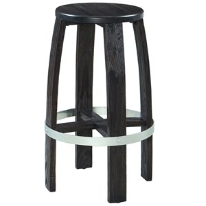 Linon Wade 29.5&quot Wood and Metal Bar Stool in Rustic Dark Brown
