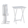 Linon Lisbon Five Piece Farmhouse Plank-Style Top Tray Table Set in White Wood