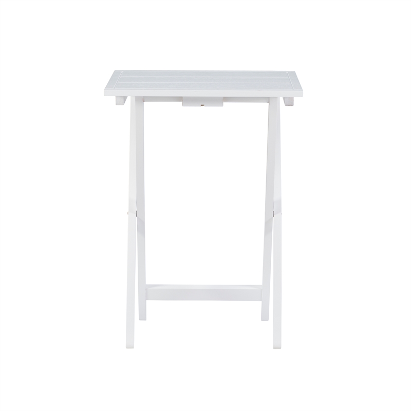Linon Lisbon Five Piece Farmhouse Plank-Style Top Tray Table Set in White Wood