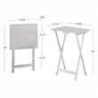 Linon Lisbon Five Piece Farmhouse Plank-Style Top Tray Table Set in White Wood