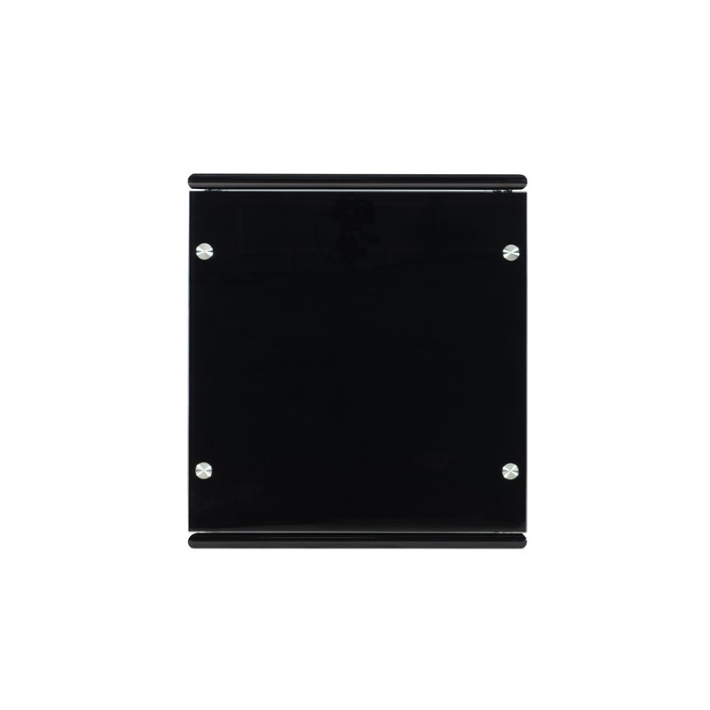 Linon Dart Steel End Table Top and Bottom Glass Shelves in Glossy Black
