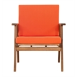 Linon Cooper Outdoor 4 Piece Wood Chat Set with Orange Cushions in Acorn Brown