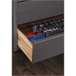 Linon Callie Six Drawer Wide Rolling Cart in Gray Wood