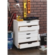 Linon Callie Six Drawer Wide Rolling Cart in White Wash Wood