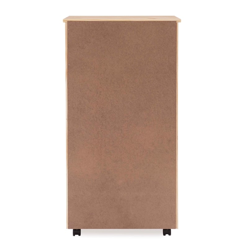 Linon Callie Eight Drawer Rolling Storage Cart in Natural Stained Wood