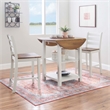 Linon Cain 3 Pce Counter Set with 2 Shelves in Brown Top/Light Gray Wood Base