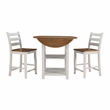 Linon Cain 3 Pce Counter Set with 2 Shelves in Brown Top/Light Gray Wood Base