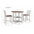 Linon Cain 3 Pce Counter Set with 2 Shelves in Brown Top/Light Gray Wood Base