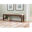 Linon Turino Tan Upholstered Bench in Rustic Umber Finished Rubberwood