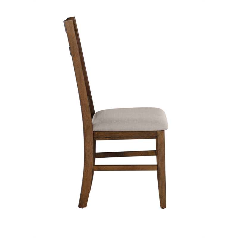 Linon Turino 7 Piece X-Frame Dining Set Padded Seats in Rustic Umber Wood