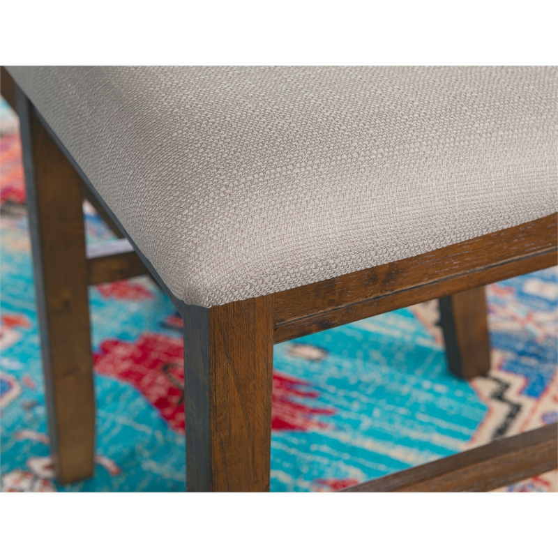 Linon Turino 7 Piece X-Frame Dining Set Padded Seats in Rustic Umber Wood